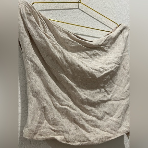 Peppermayo linen oatmeal beige Cream off shoulder Women's Top - Picture 4 of 10